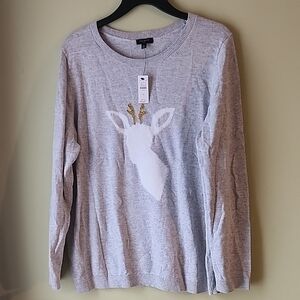 Talbots Gray Sweatshirt with White and Gold Accents